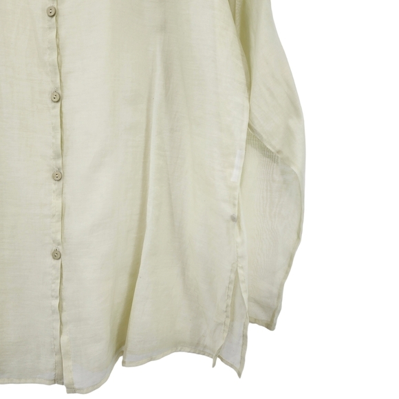 Eileen Fisher Women's Sheer Long Sleeves Button Front Top - Picture 4 of 6